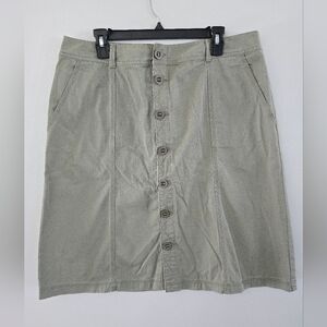 Eddie Bauer Womens Button Front Skirt Size 16 Green Knee Length Outdoor